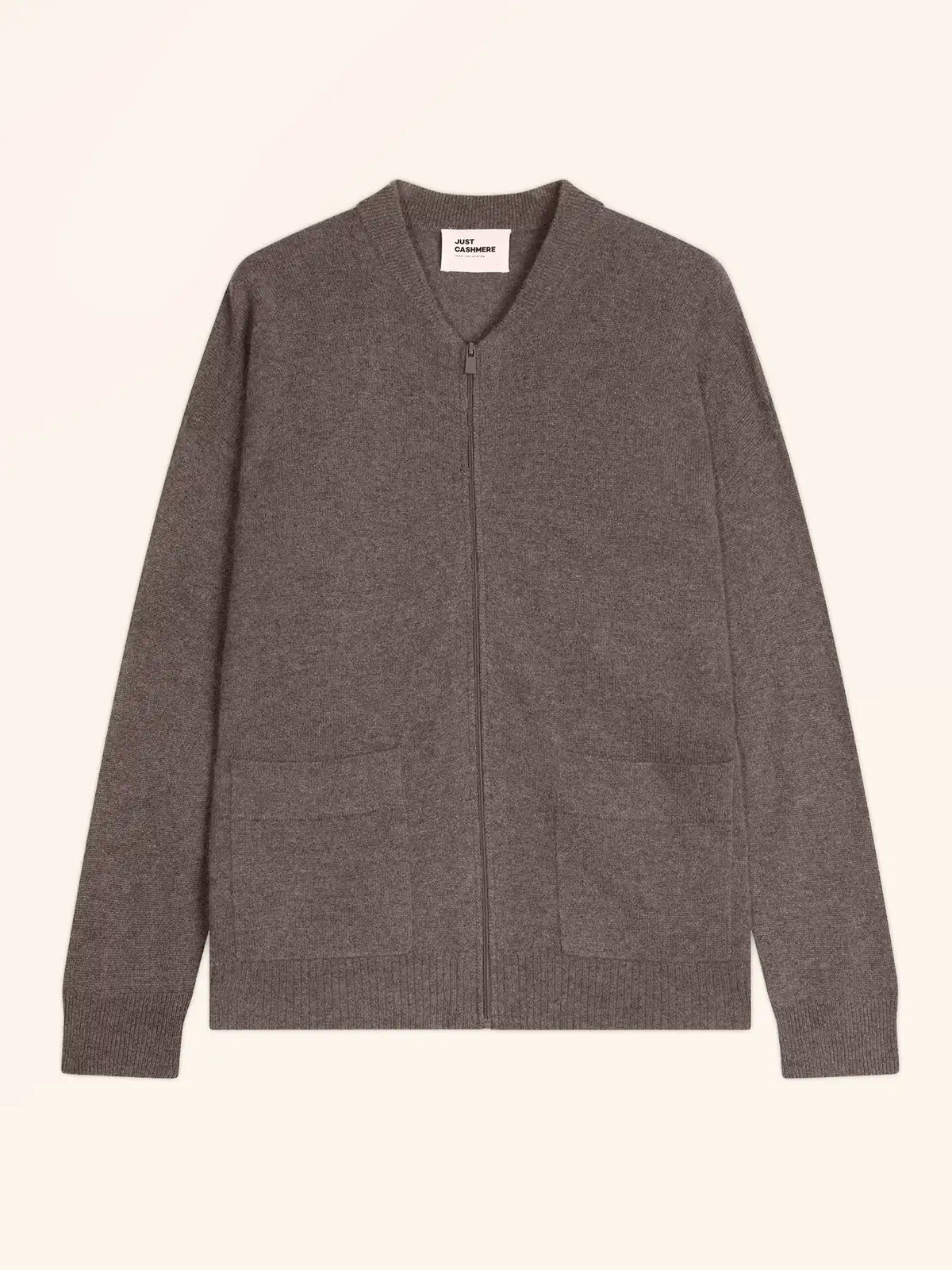 ERVIE Gilet Zippé Col Mao Taupe Chiné