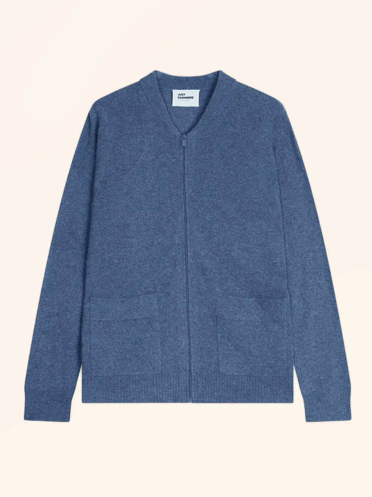 ERVIE Gilet Zippé Col Mao Bleu Denim