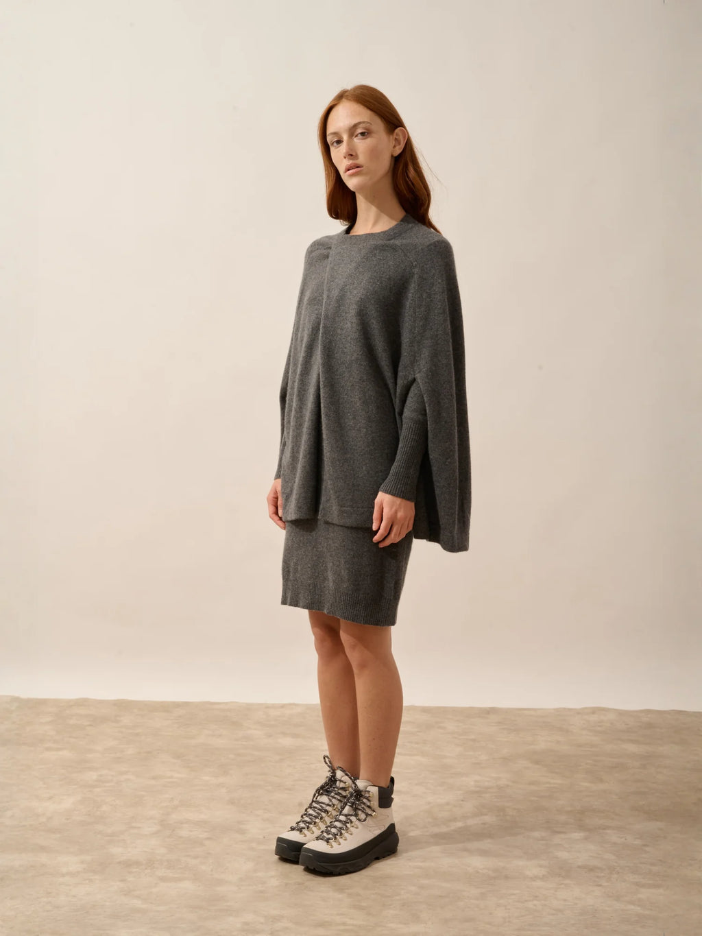 ALLOA Cape Ouverte Col Rond Anthracite Chiné