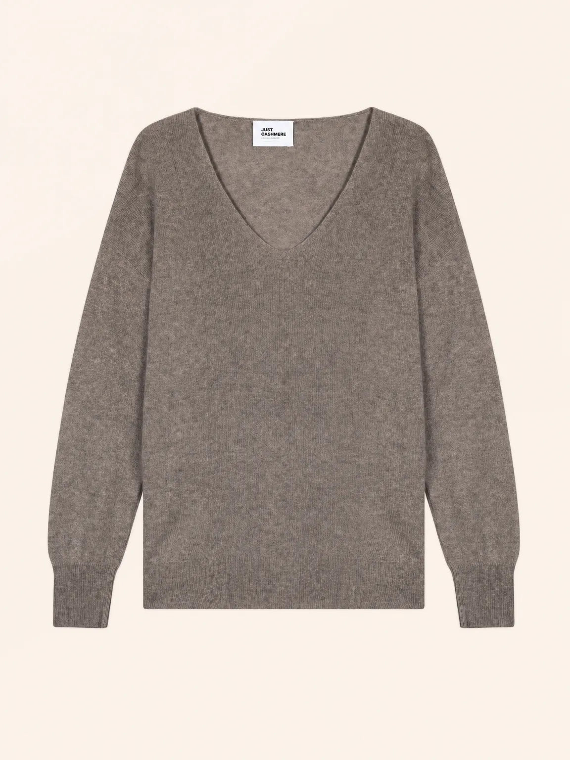 BIRSE Pullover V-Ausschnitt Taupe meliert