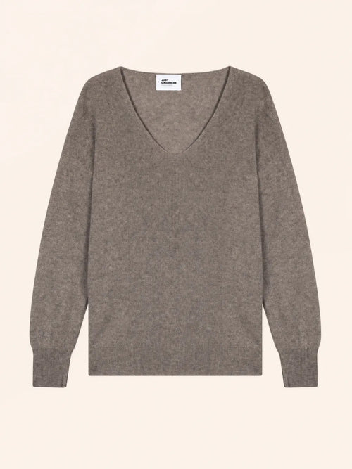 BIRSE Pullover V-Ausschnitt Taupe meliert