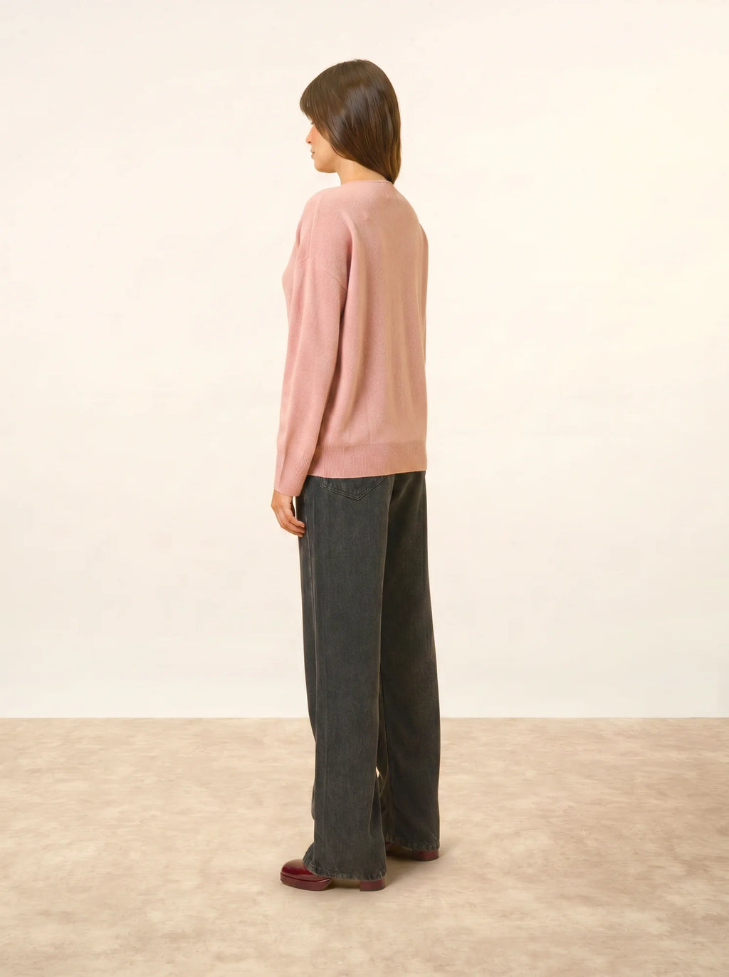 BIRSE Pullover V-Ausschnitt Rosenholz