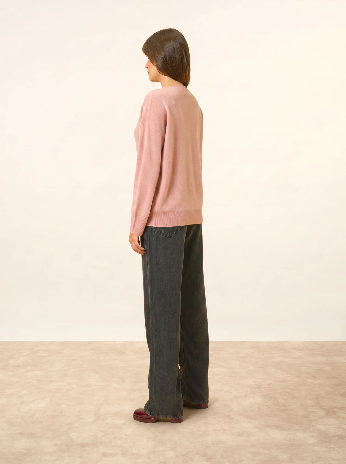 BIRSE Pullover V-Ausschnitt Rosenholz