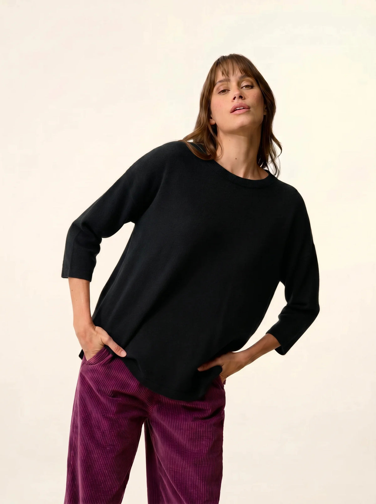 CLATTIE Pullover Rundhalsausschnitt Schwarz