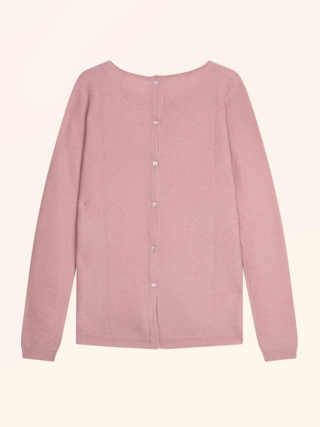 OLENA Sweater Crew Neck Buttoned Back Rosewood