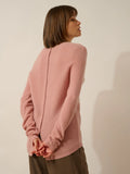 OLENA Sweater Crew Neck Buttoned Back Rosewood