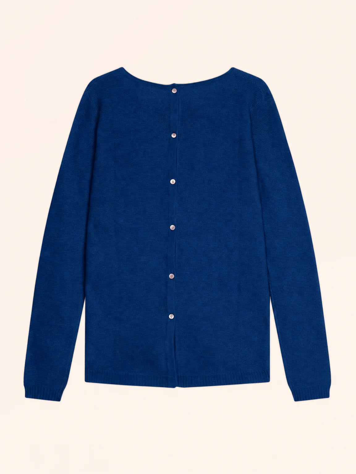 OLENA Sweater Crew Neck Buttoned Back Ultramarine