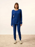 OLENA Sweater Crew Neck Buttoned Back Ultramarine