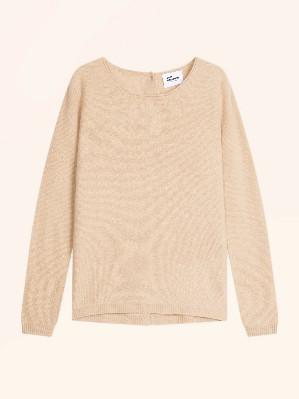 OLENA Sweater Crew Neck Buttoned Back Sand