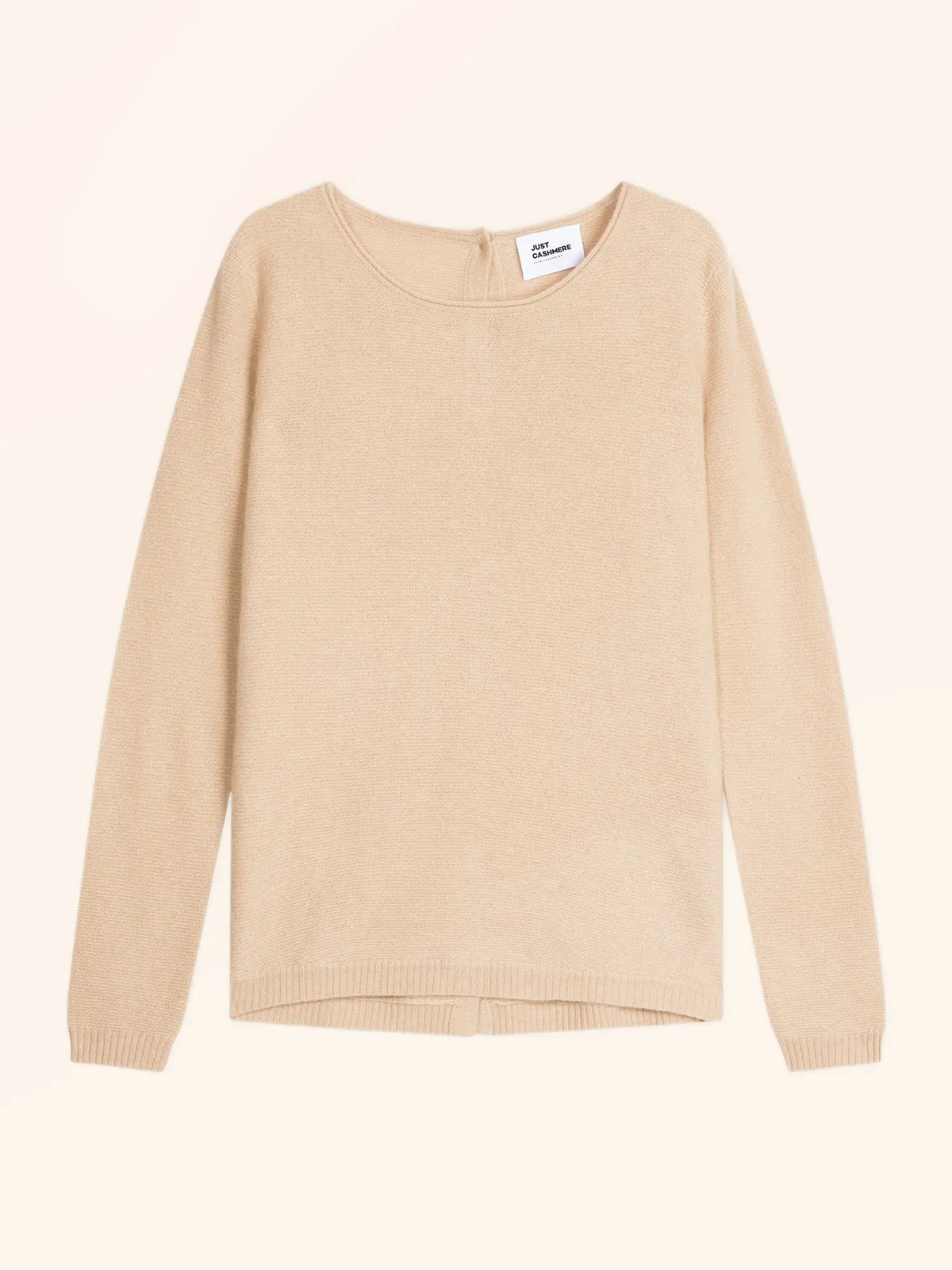 OLENA Sweater Crew Neck Buttoned Back Sand
