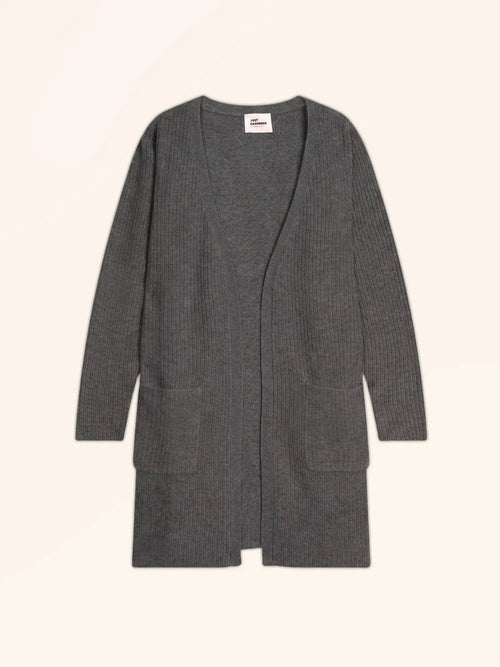 BRAEMAR Veste Longue Ouverte 4 Fils Anthracite Chiné
