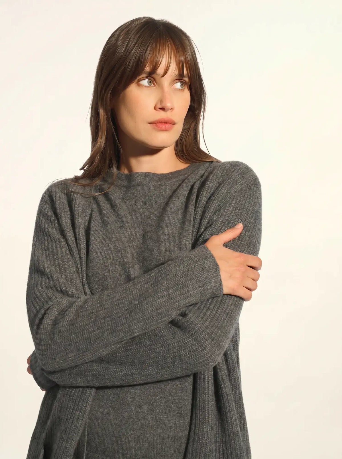 BRAEMAR Jacket Long Open 4 Ply Heather Charcoal
