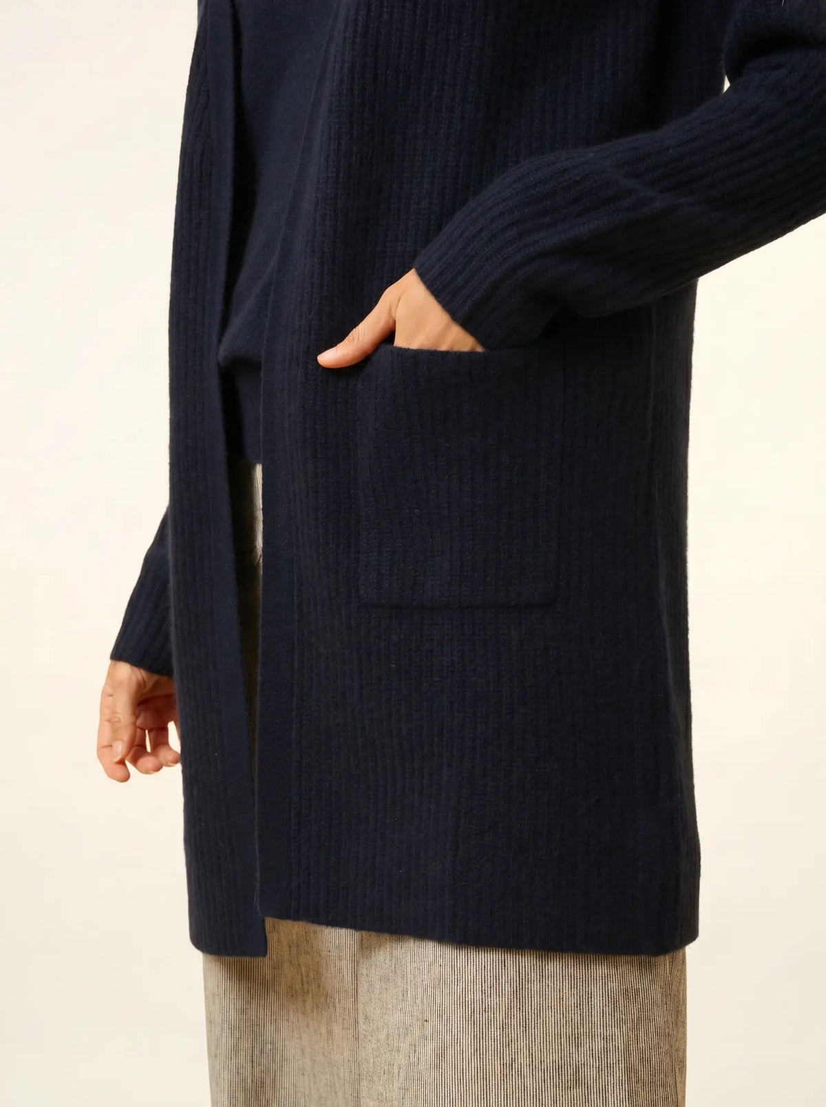BRAEMAR Veste Longue Ouverte 4 Fils Bleu Marine