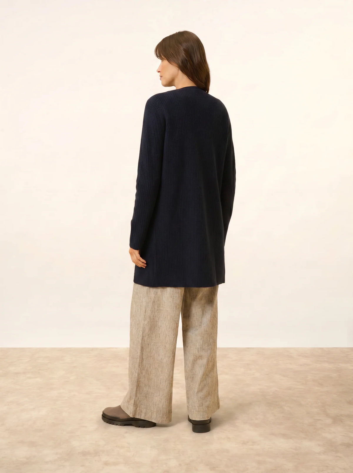 BRAEMAR Veste Longue Ouverte 4 Fils Bleu Marine