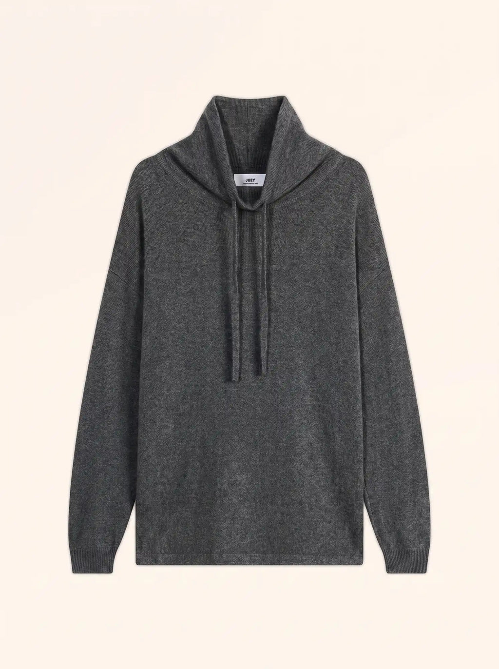MELROSE Sweater Mock Neck Drawstring Side Slits Heather Charcoal