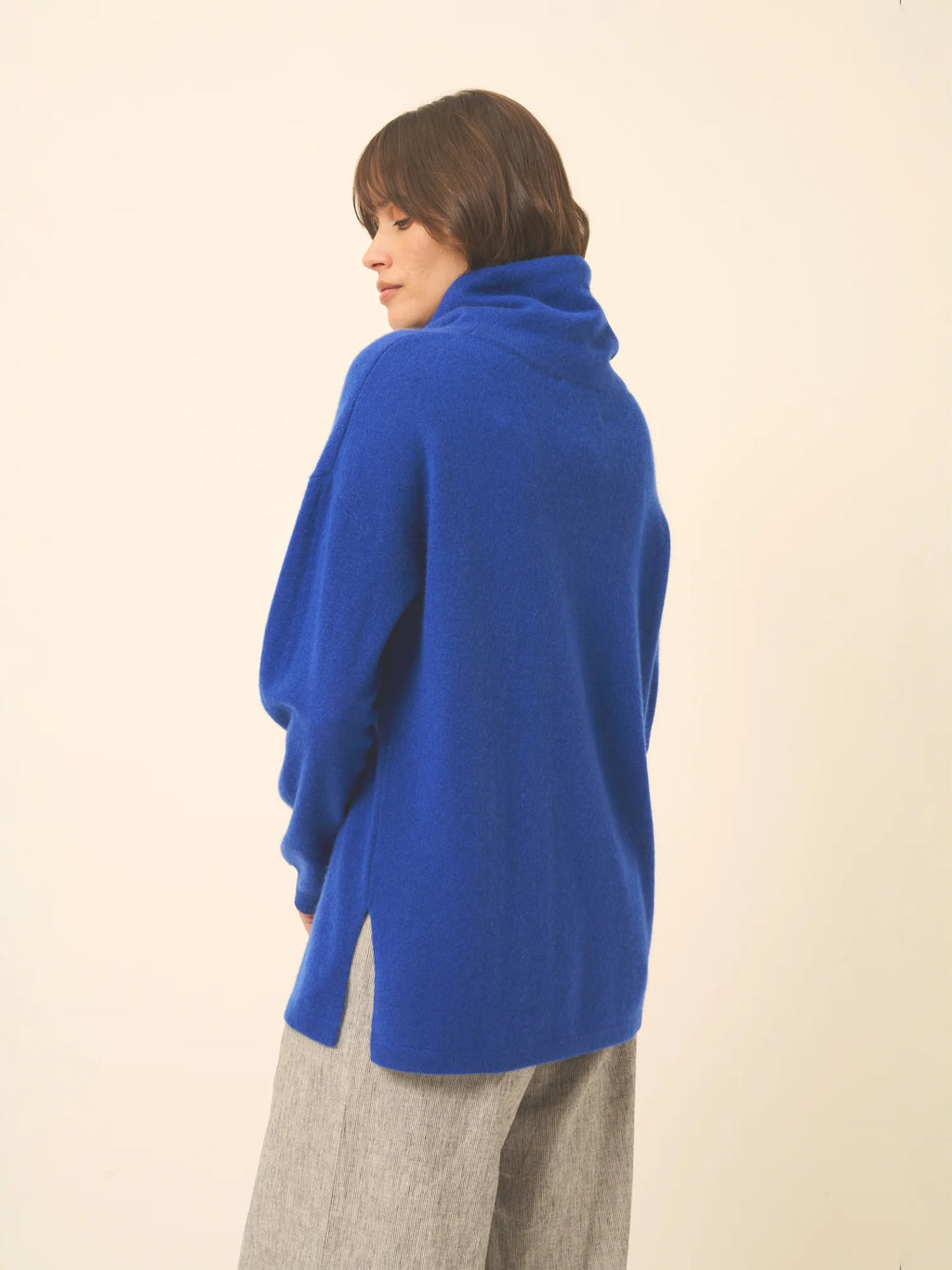 MELROSE Pull Col Montant Cordon Coulissant Fentes Côtés Outremer