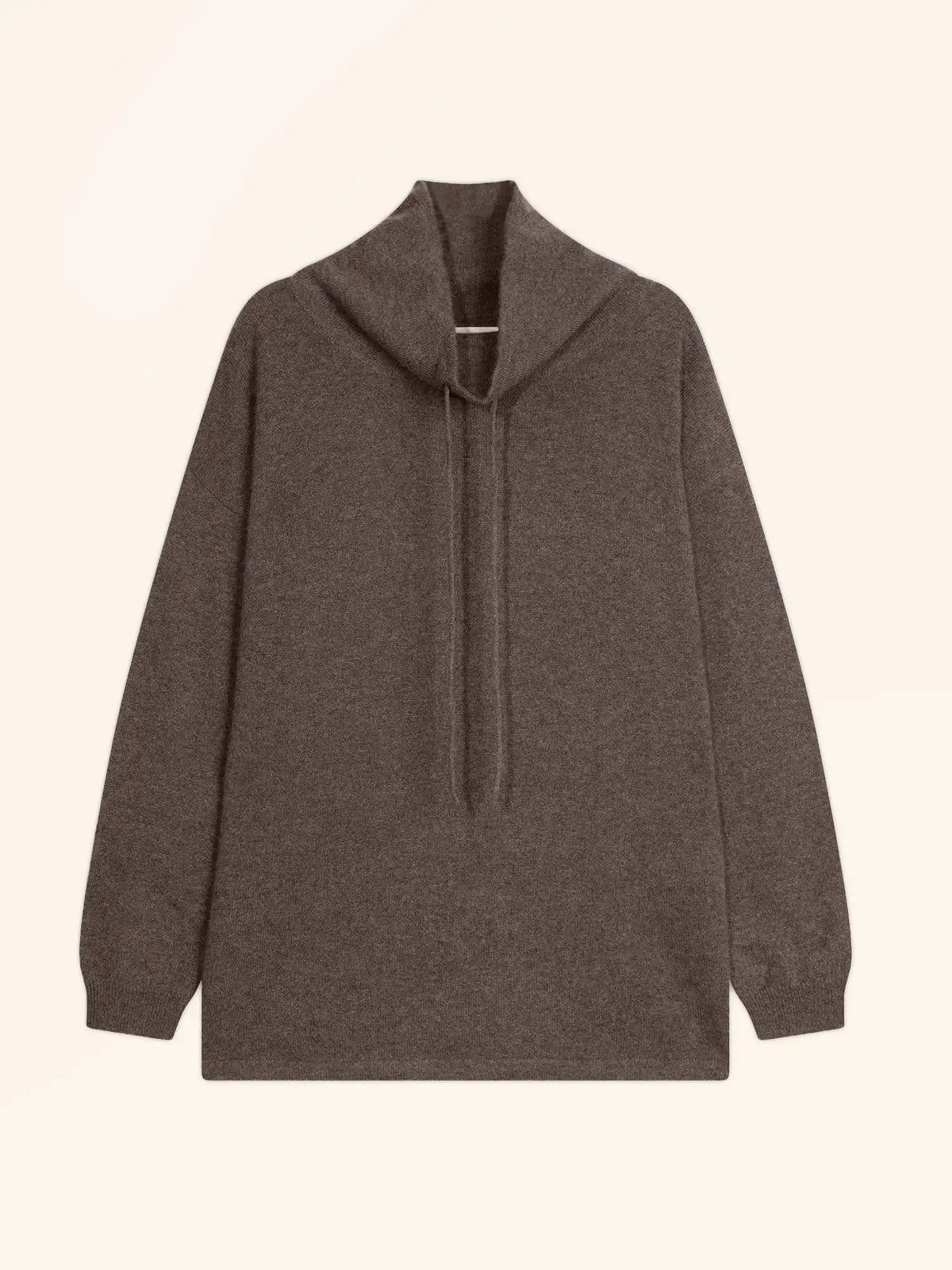MELROSE Pull Col Montant Cordon Coulissant Fentes Côtés Taupe Chiné