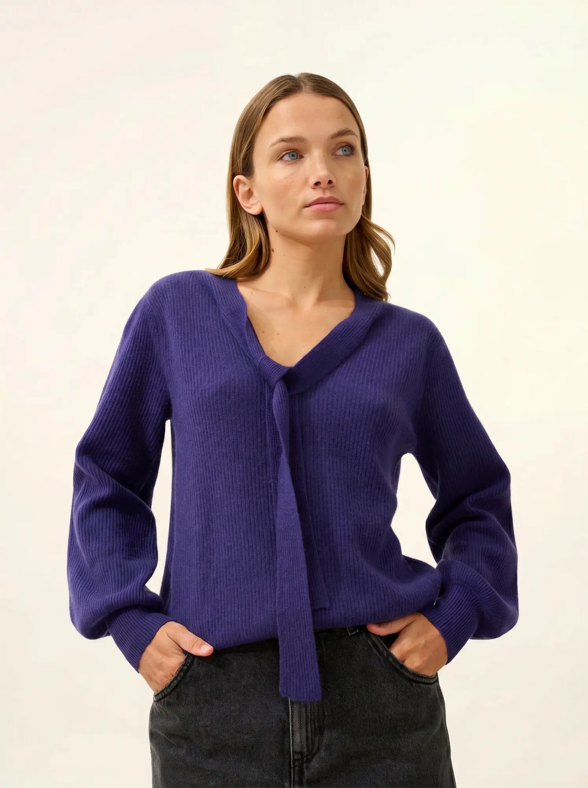 NOTY Pull Col Lavallière Violet
