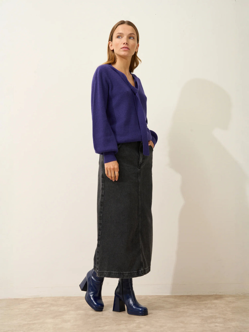 NOTY Pull Col Lavallière Violet