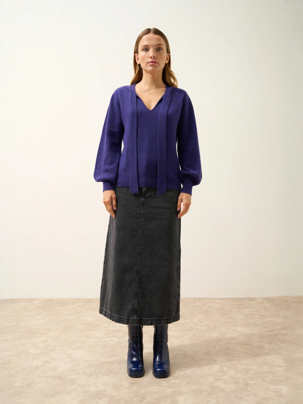 NOTY Pull Col Lavallière Violet