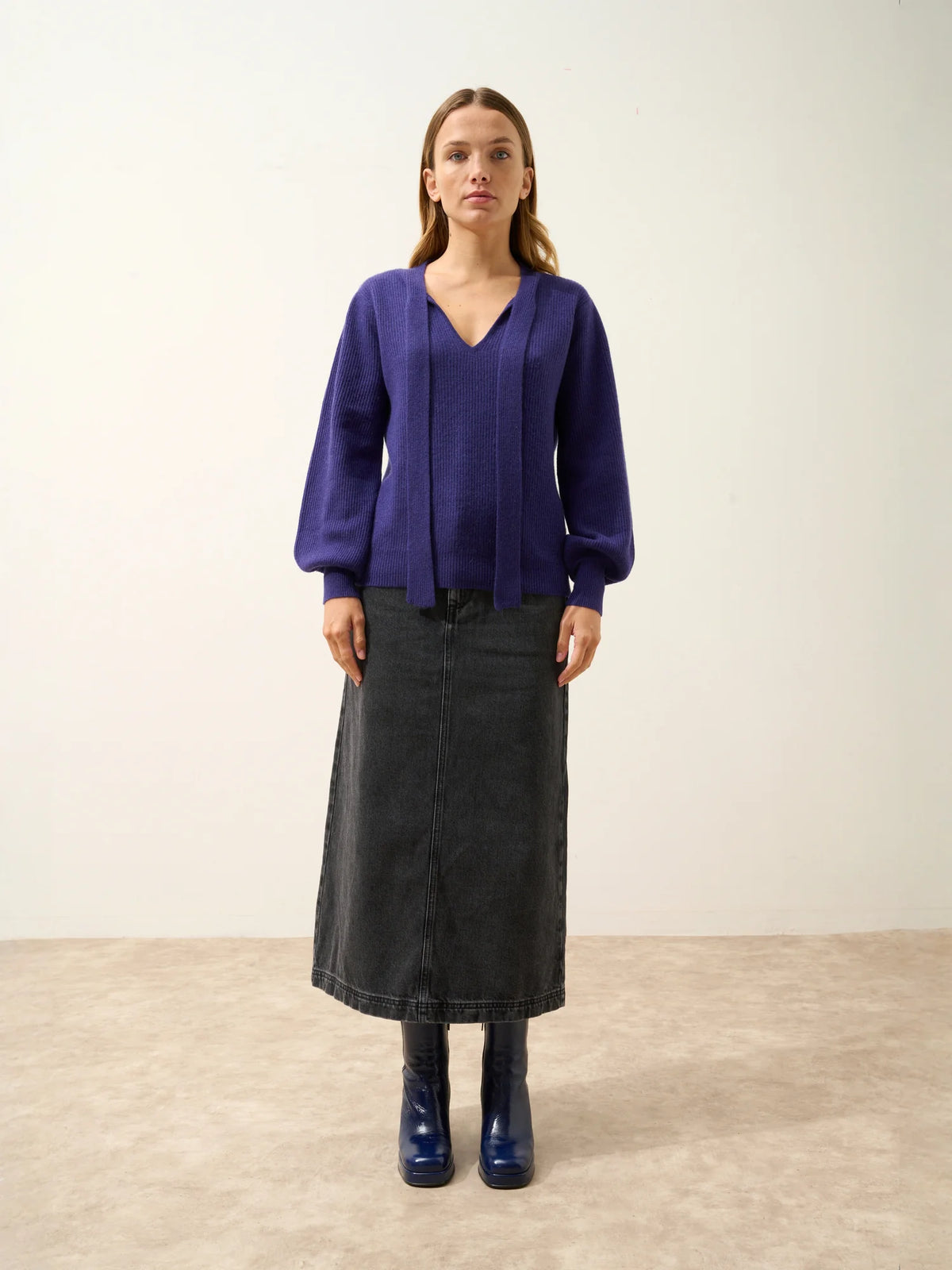 NOTY Pull Col Lavallière Violet