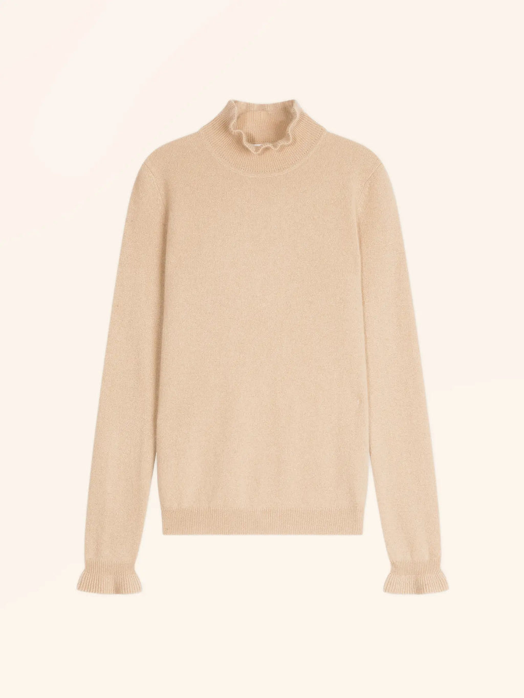 TRILA Sweater Mock Neck Ruffled Sand