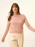 TRILA Pull Col Montant Volanté Bois de Rose