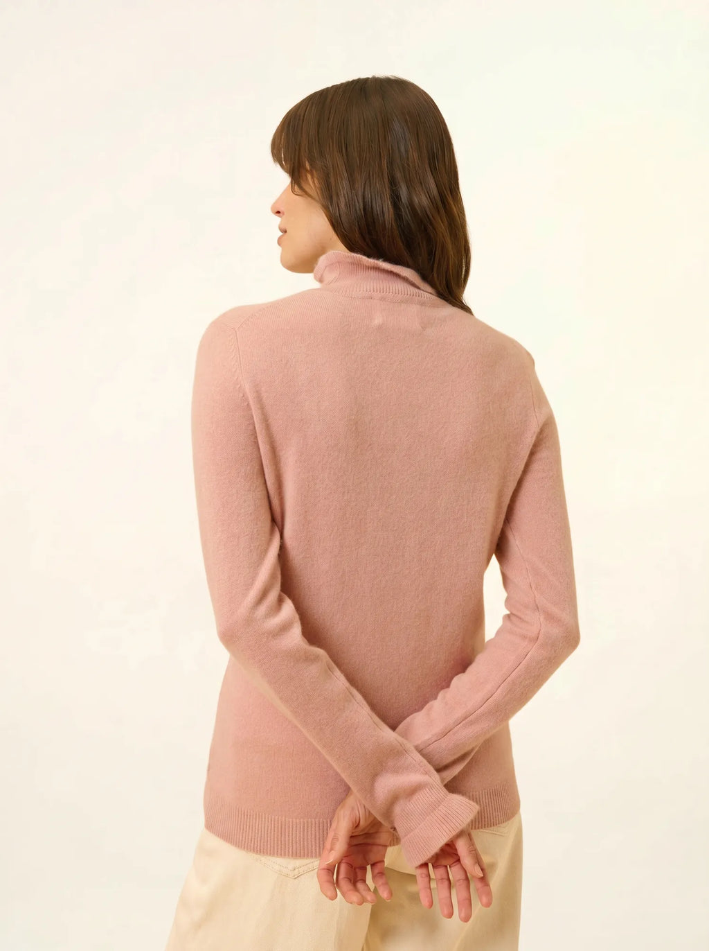 TRILA Pull Col Montant Volanté Bois de Rose