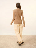 TRILA Sweater Mock Neck Ruffled Heather Camel
