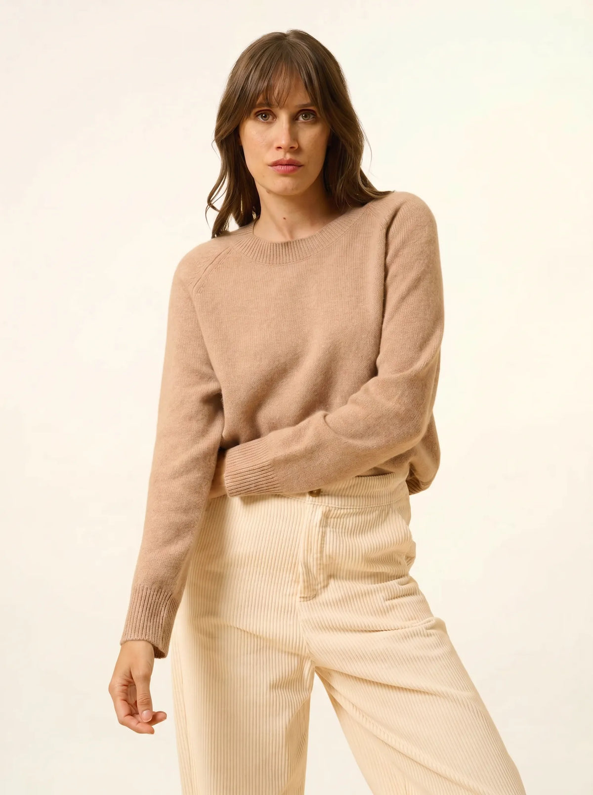JON Sweater Crew Neck 4 Ply Heather Camel