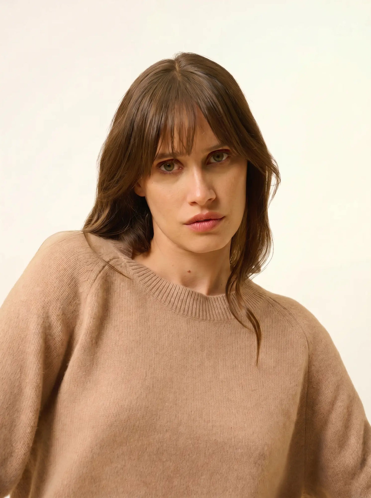 JON Sweater Crew Neck 4 Ply Heather Camel