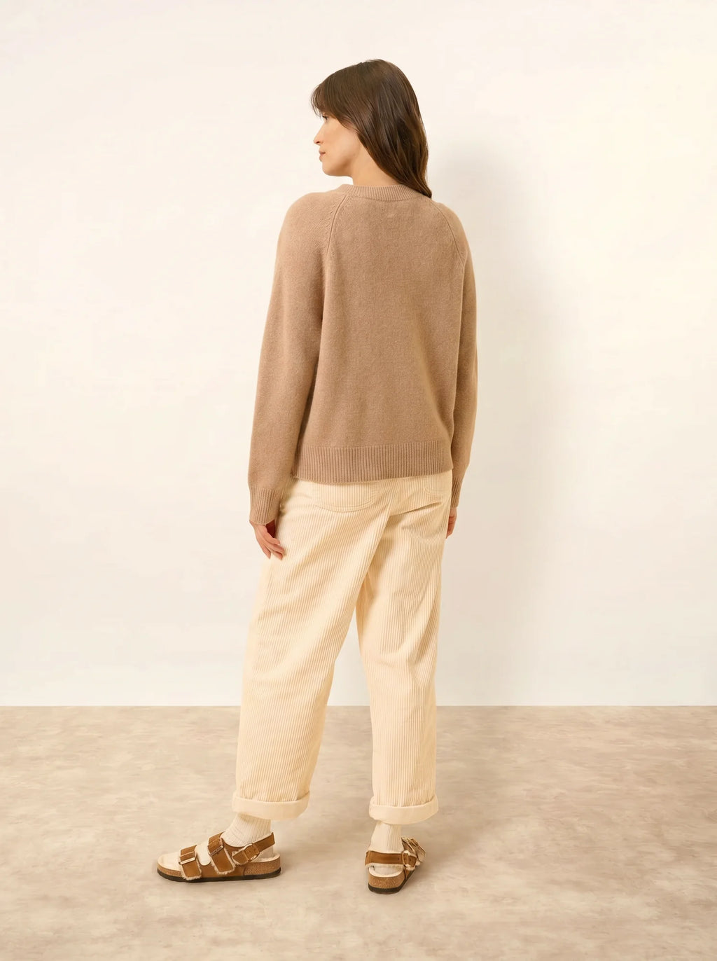 JON Sweater Crew Neck 4 Ply Heather Camel