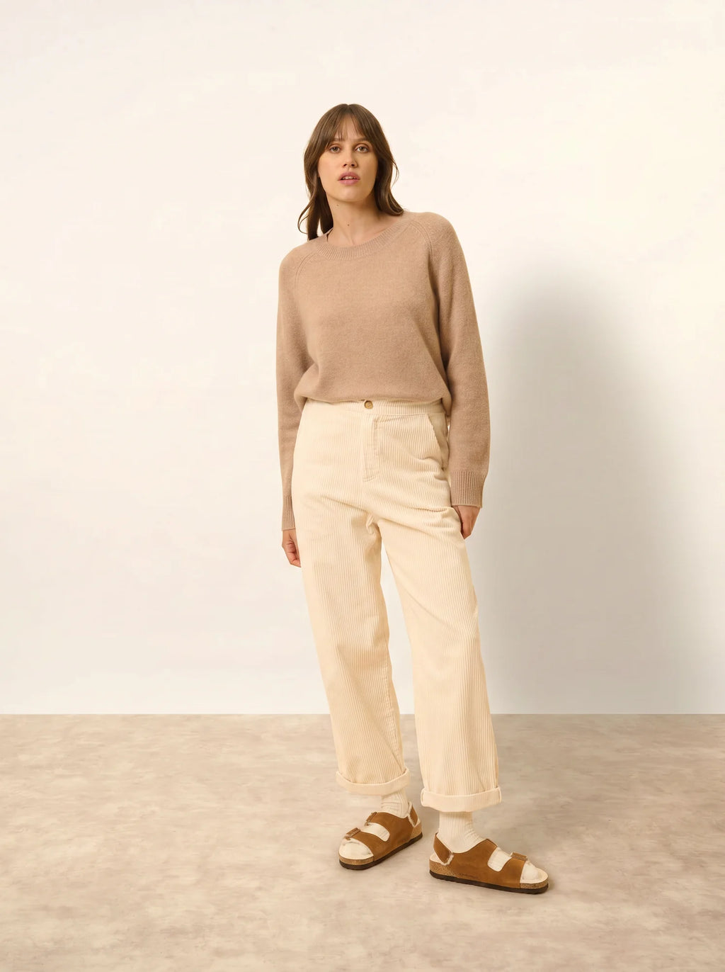 JON Sweater Crew Neck 4 Ply Heather Camel