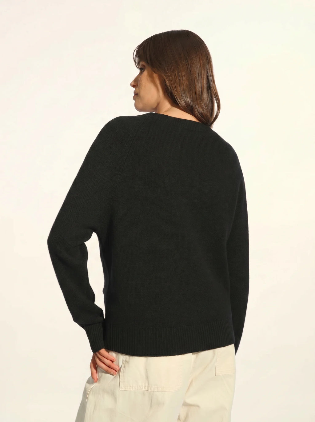 JON Pull Col Rond 4 Fils Noir