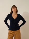 ZION Gilet Zippé Col V Bleu Marine