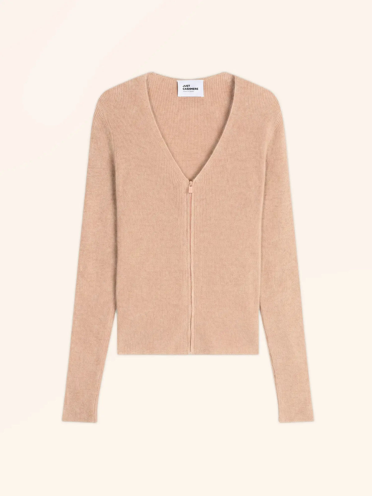ZION Gilet Zippé Col V Sable