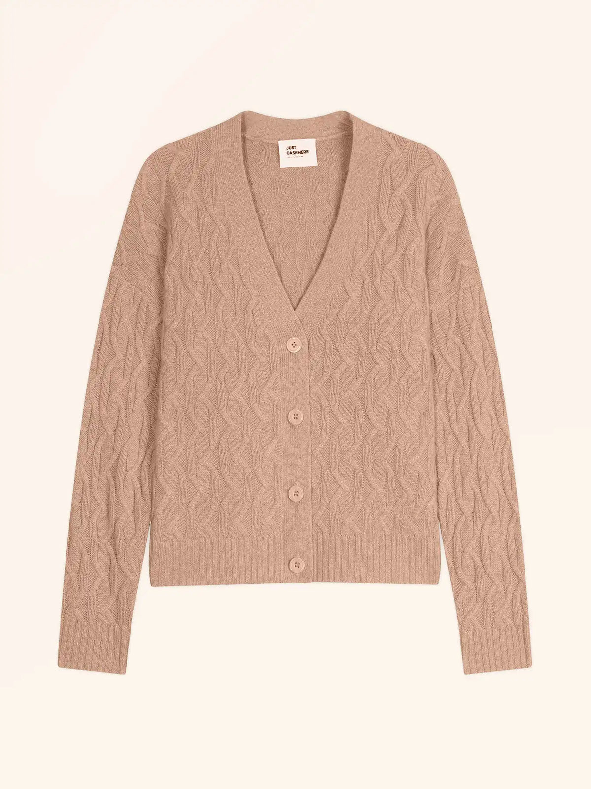 SYSTA Cardigan Col V 4 Fils Camel Chiné