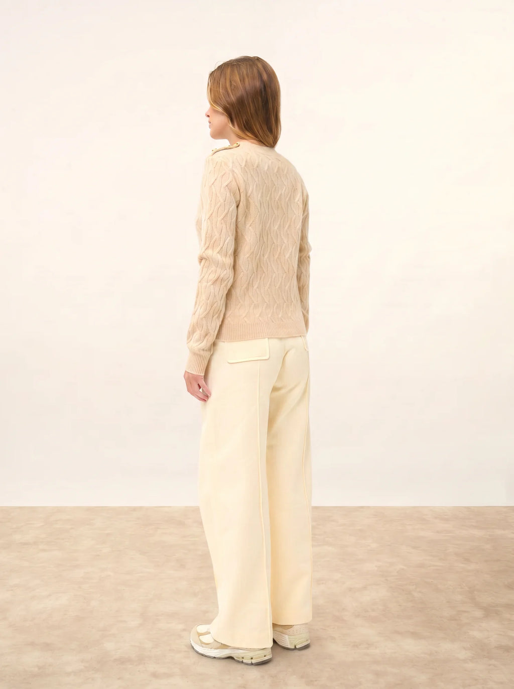 LYND Pull Col Rond Marin 4 Fils Sable