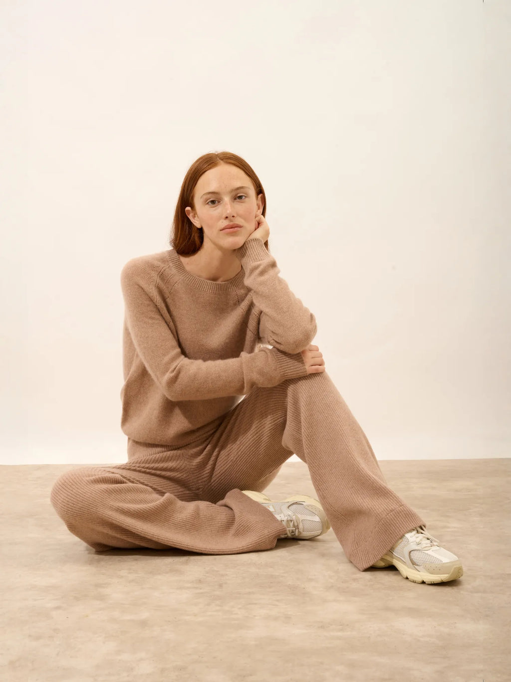 MARGRET Hose Ausgestellt Camel meliert
