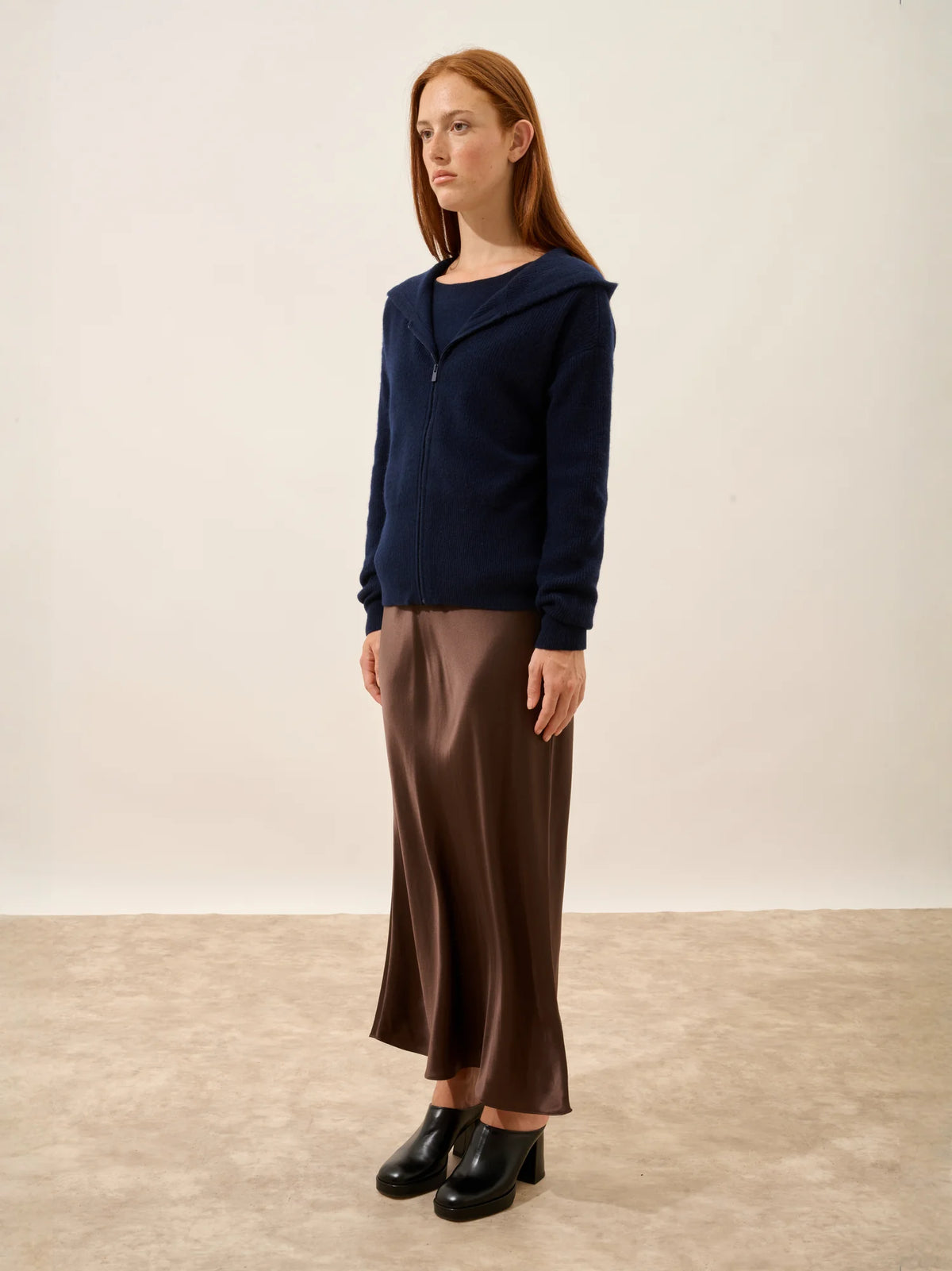 HELGA Gilet Zippé Capuche Bleu Marine