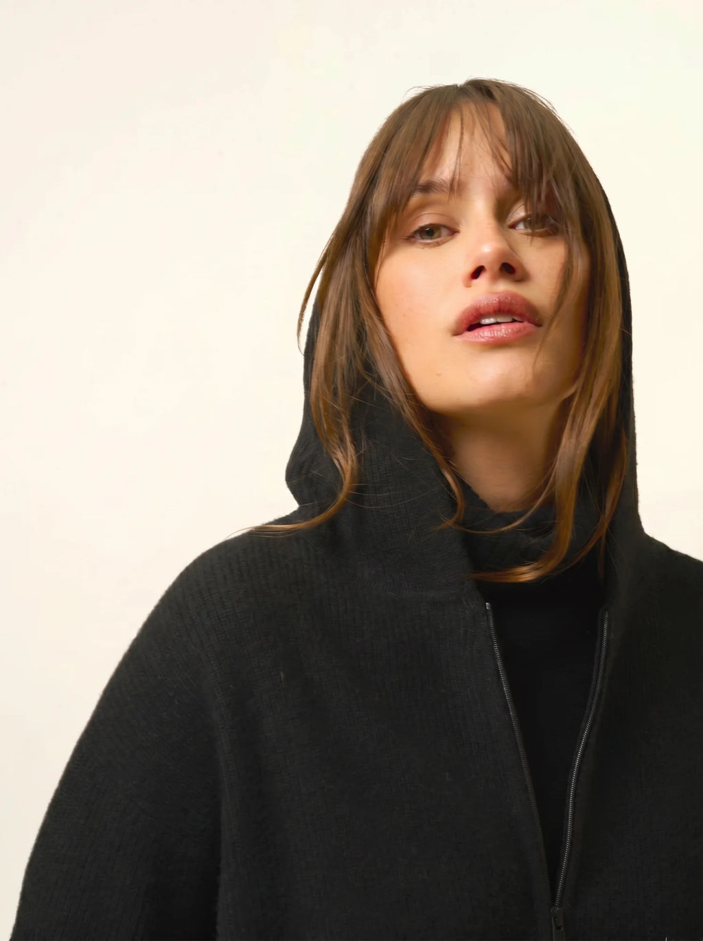 HELGA Gilet Zippé Capuche Noir