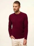 THURID Pull Col Rond 4 Fils Bordeaux