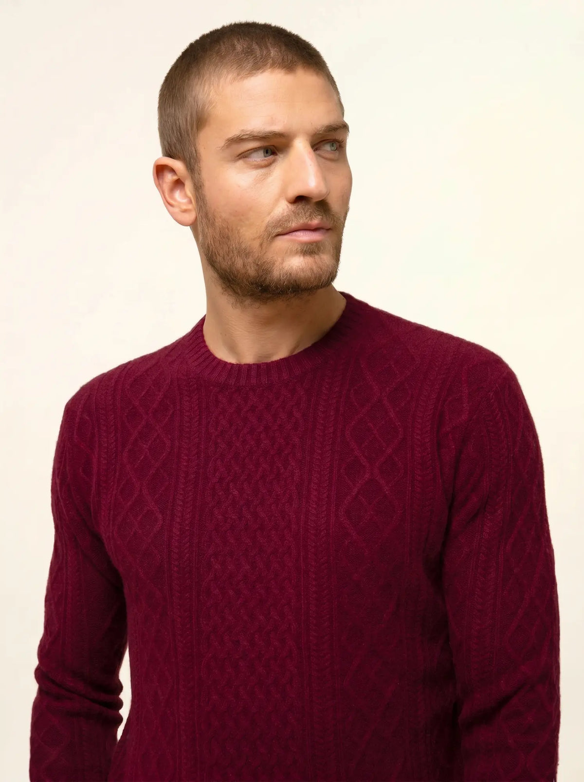 THURID Pull Col Rond 4 Fils Bordeaux