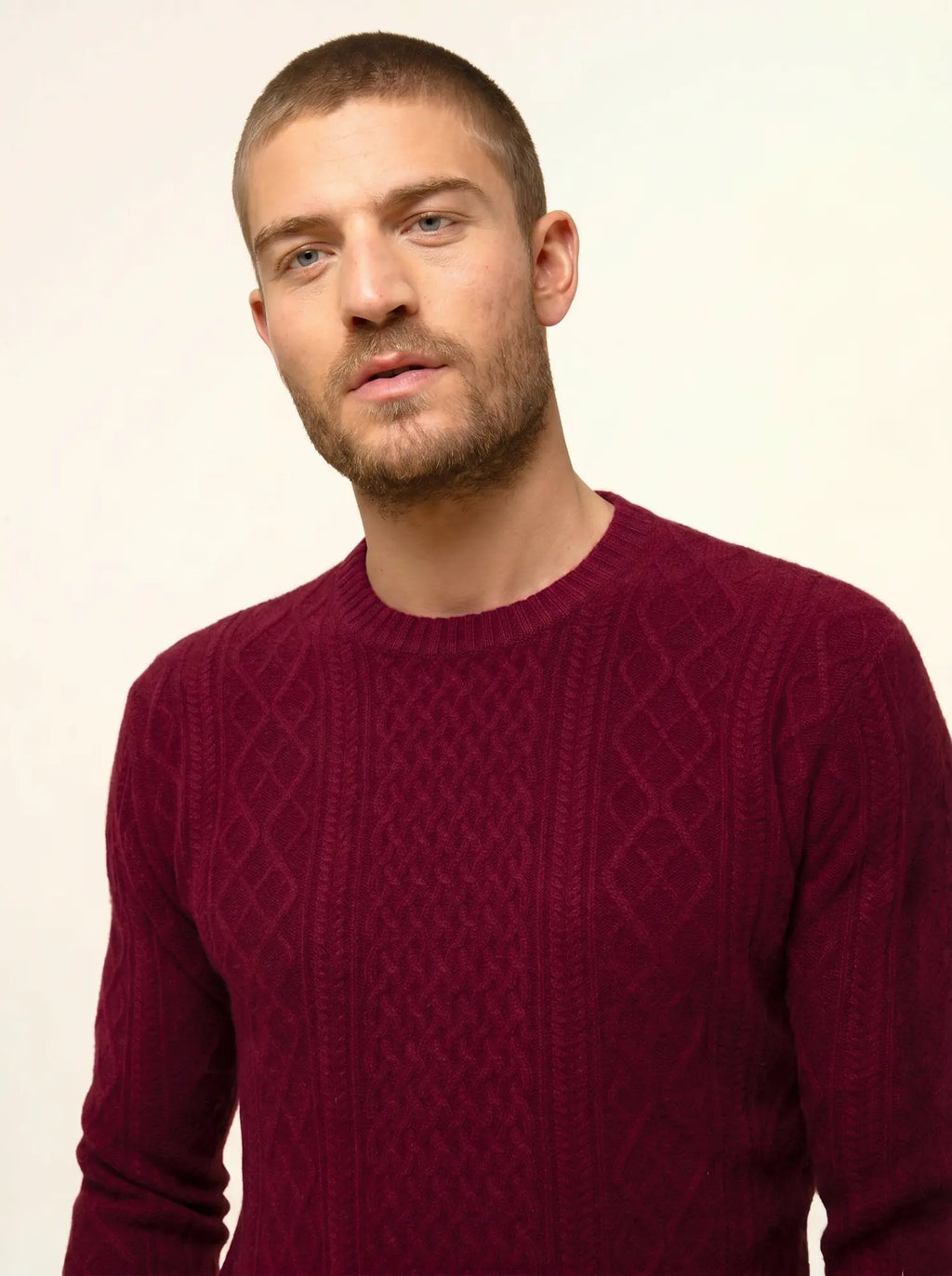 THURID Pull Col Rond 4 Fils Bordeaux