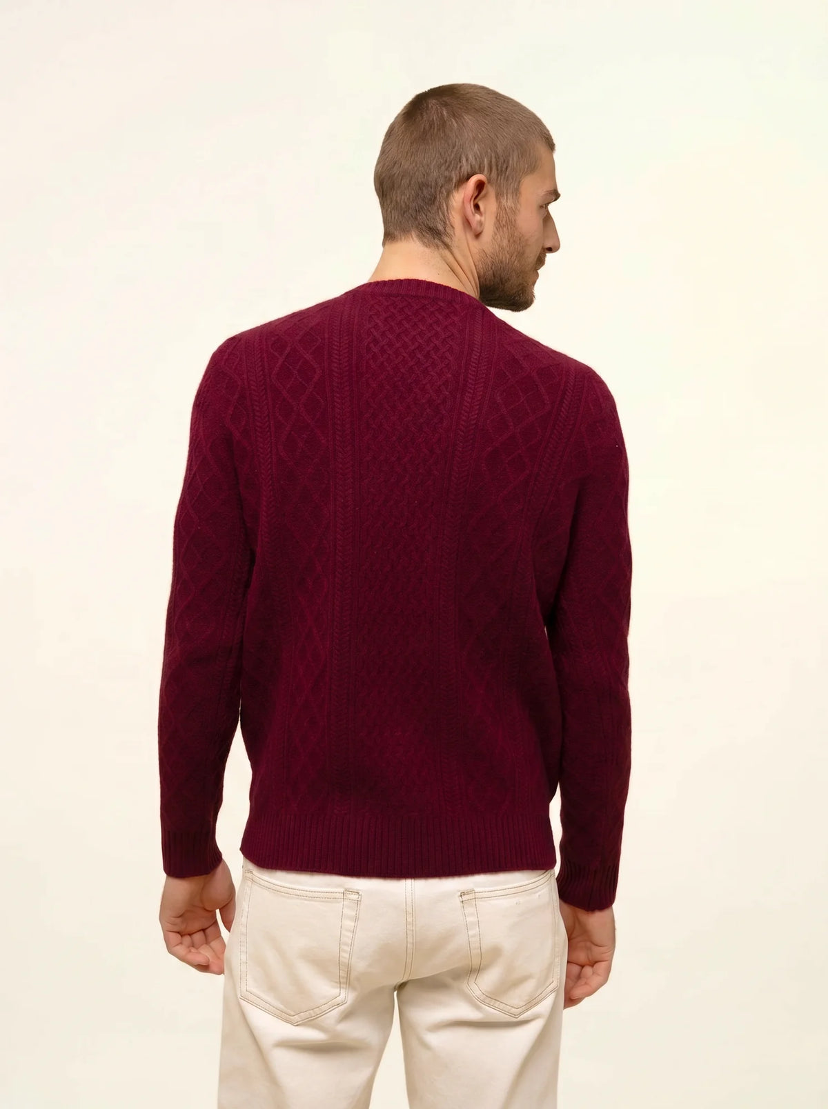 THURID Pull Col Rond 4 Fils Bordeaux
