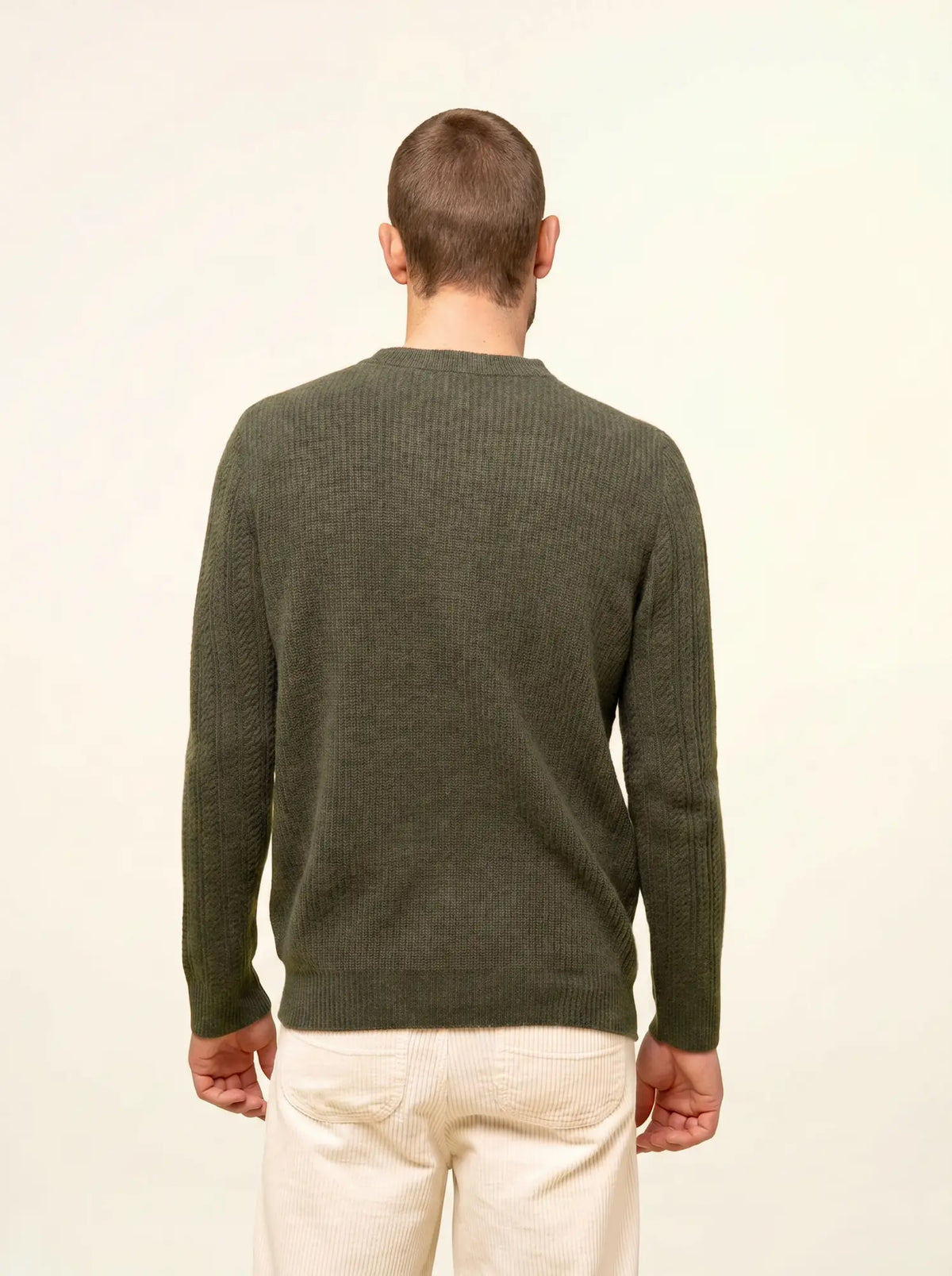 LUKKA Pullover Rundhalsausschnitt 4-fädig Khaki meliert