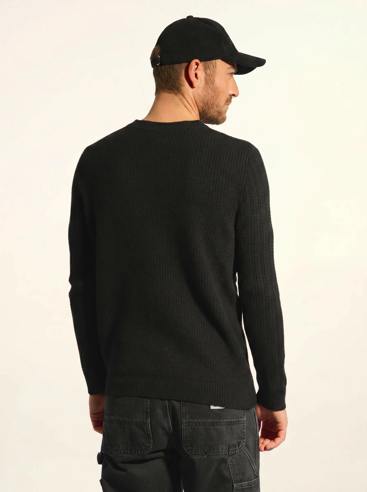 LUKKA Pull Col Rond 4 Fils Noir