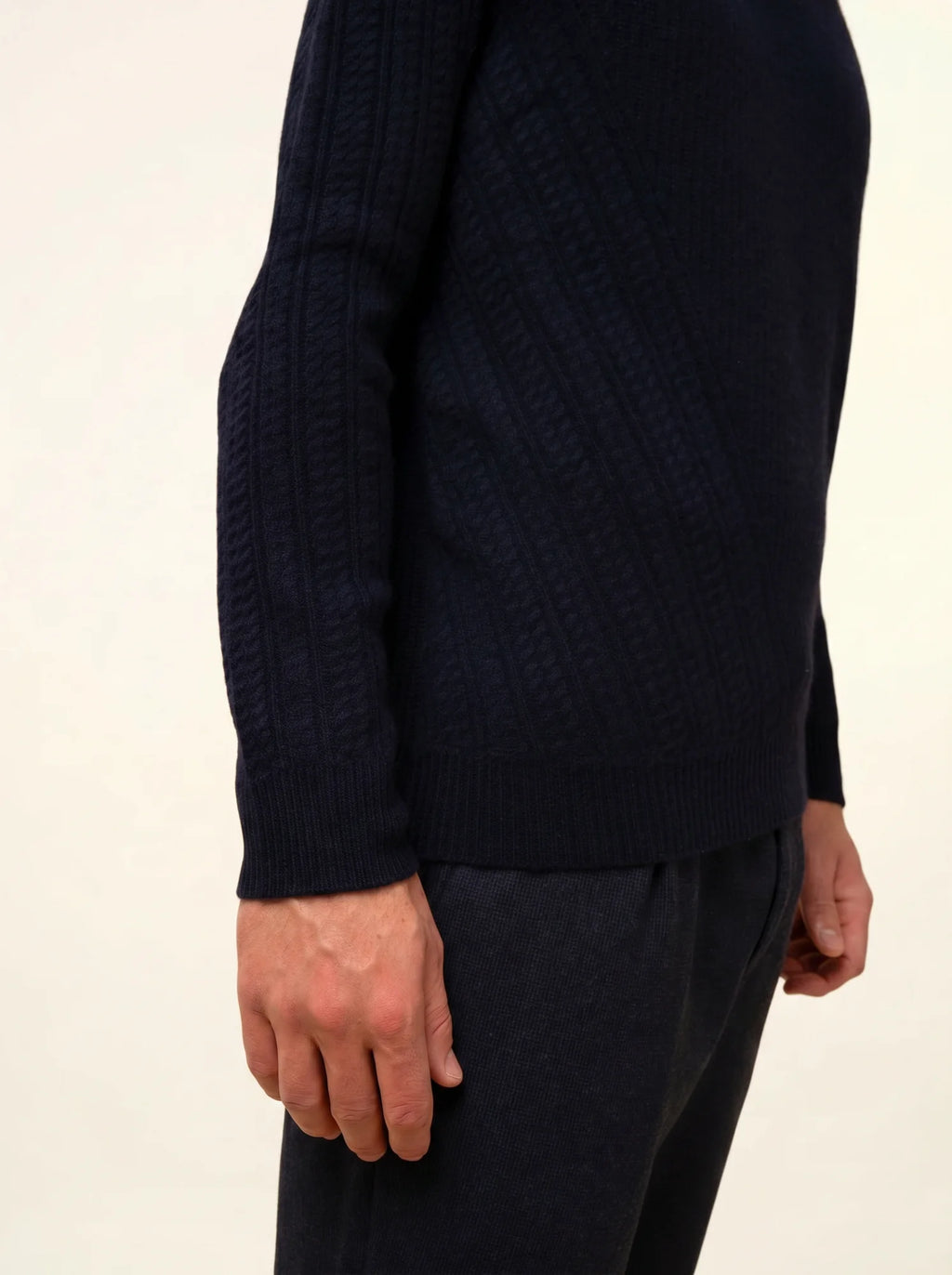 LUKKA Pull Col Rond 4 Fils Bleu Marine