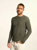 DARRI Pullover Rundhalsausschnitt 4-fädig Khaki meliert
