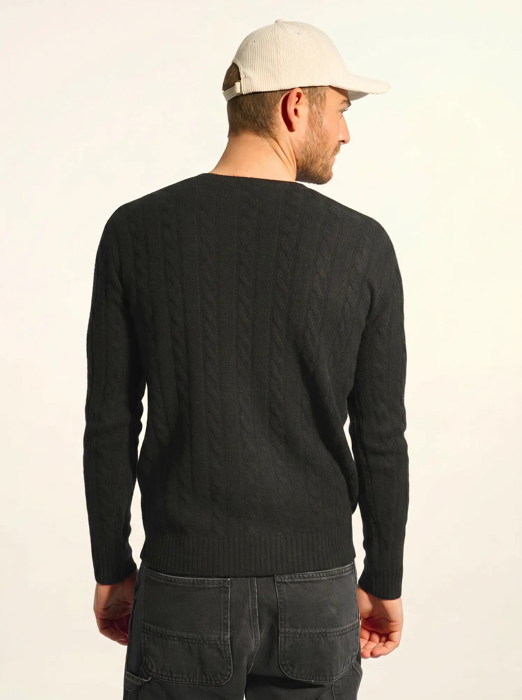 DARRI Pull Col Rond 4 Fils Noir